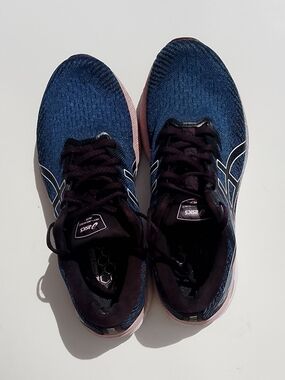 Size 8- Women Asics Gel Cumulus -23 Blue White Pink Black Running Athletic Shoe